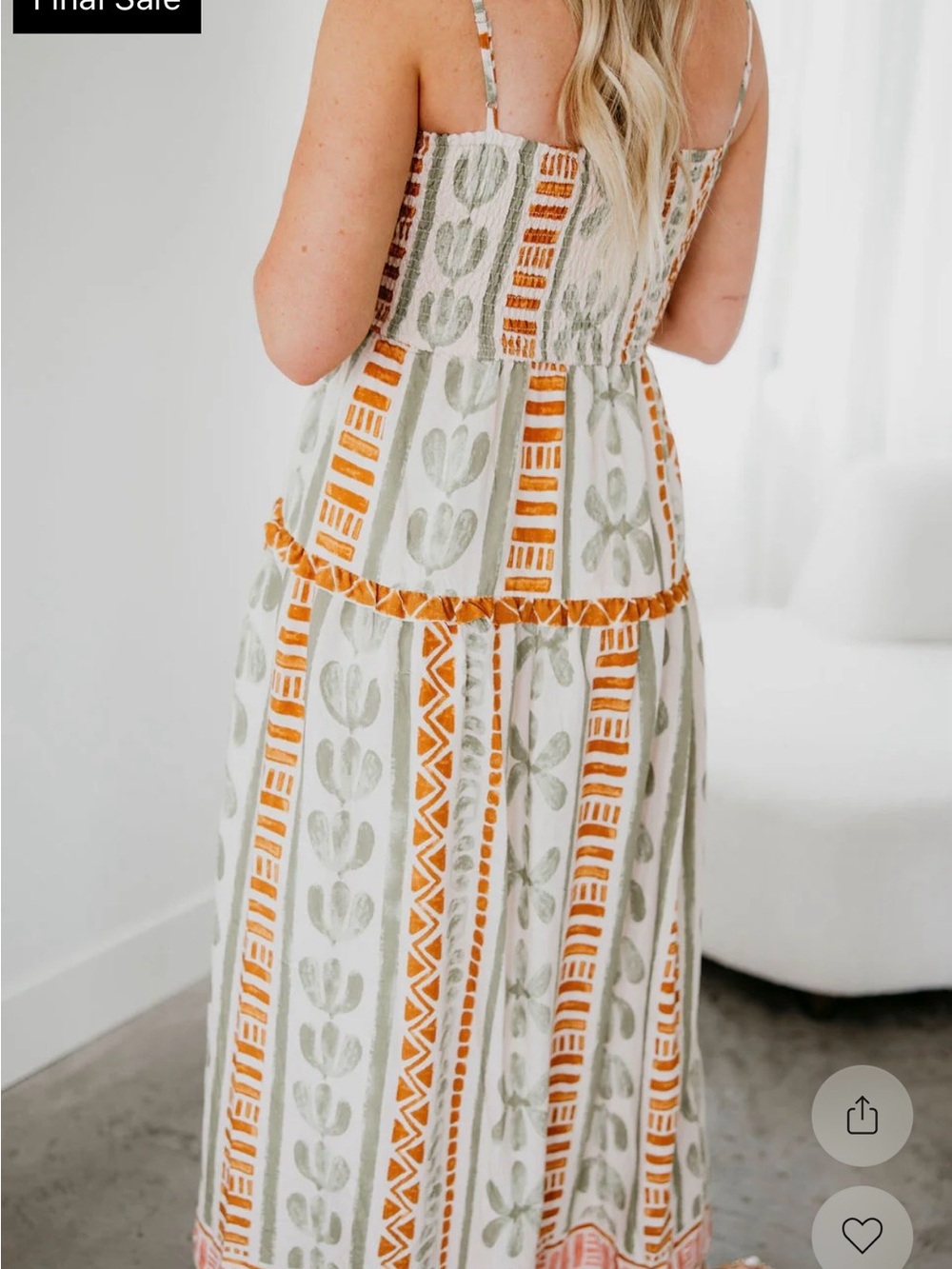 Bohemian Orange & Sage Printed Maxi Dress - Picture 2 of 9